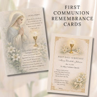 Communion Blessed Mary Remembrance Holy Card