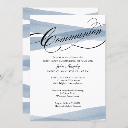 Communion Blue Modern Watercolor Invitation