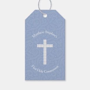 Communion Blue Vines and Stripes Gift Tags