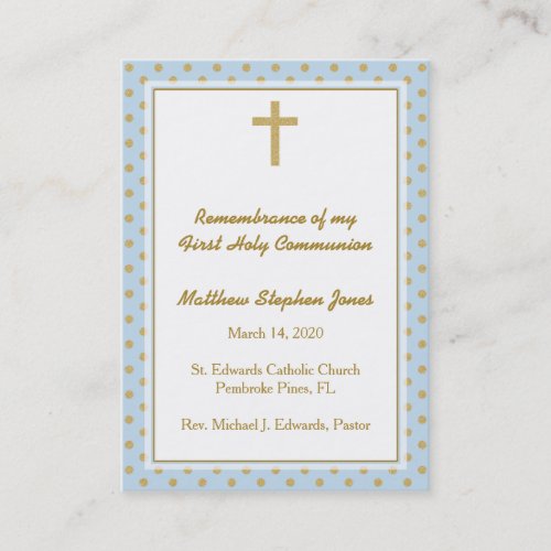 Communion Blue with Gold Polka Dots Business Card