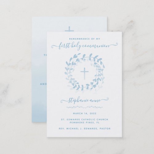 Communion Blue Wreath and Cross Business Card