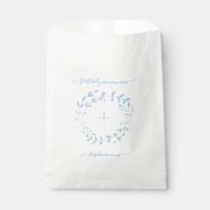 Communion Blue Wreath and Cross Favor Bag