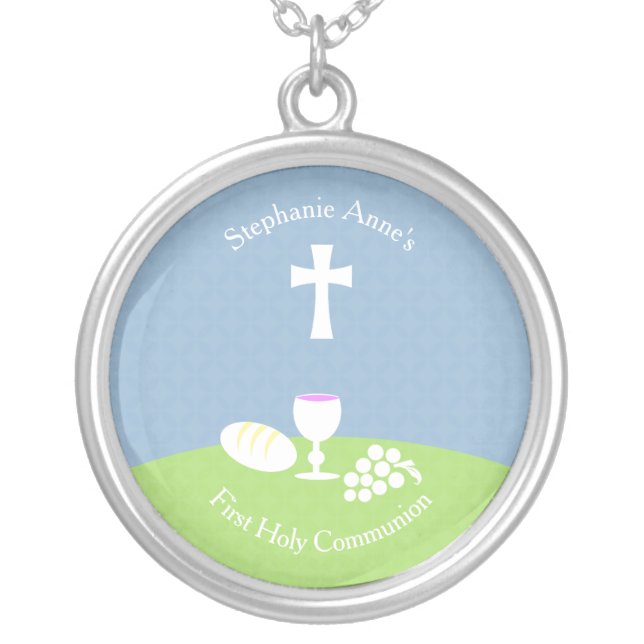 Communion Bread of Life Silver Plated Necklace (Front)
