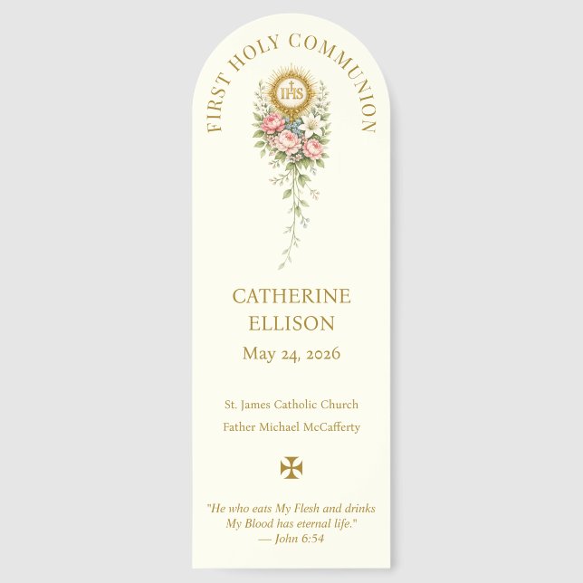Communion Chalice Host Floral Anima Christi  Bookmarks (Front)