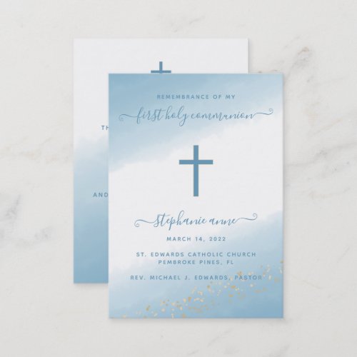 Communion Cross Blue Watercolor Business Card