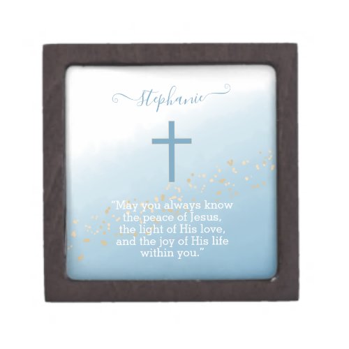 Communion Cross Blue Watercolor Gift Box