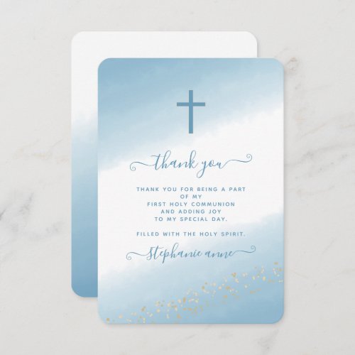 Communion Cross Blue Watercolor Invitation