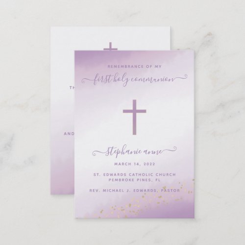Communion Cross Lavender Watercolor Business Card