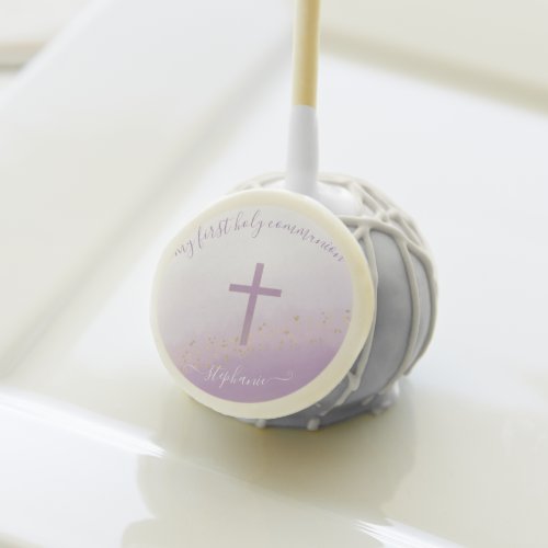 Communion Cross Lavender Watercolor Cake Pops