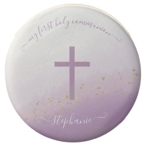 Communion Cross Lavender Watercolor Chocolate Covered Oreo