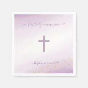 Communion Cross Lavender Watercolor Napkins