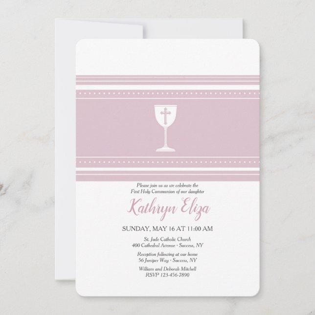 Communion Cup Pink Invitation (Front)