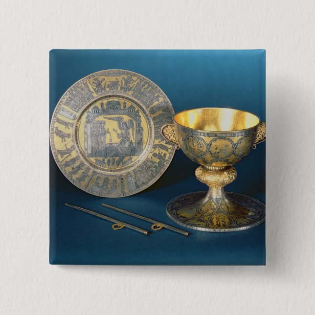 Communion Cup, Plate and Fistulae Pinback Button (Front)