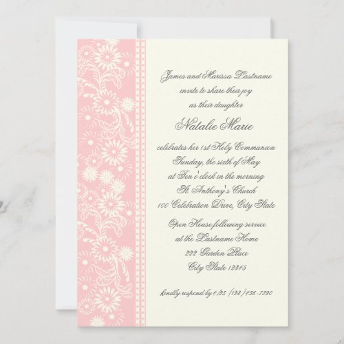 Communion Daisy Pink Personalized Announcement