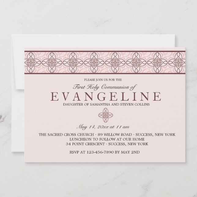 Communion Day Pink Invitation (Front)