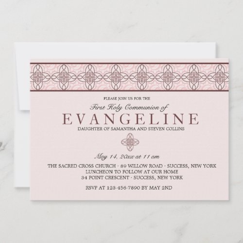 Communion Day Pink Invitation