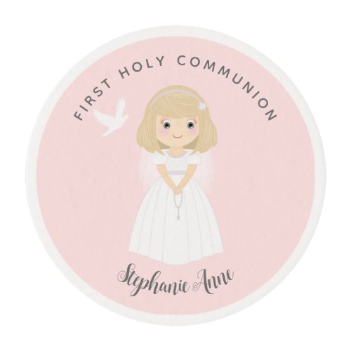 Communion Dove Blonde Girl Edible Frosting Rounds