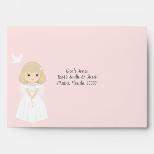 Communion Dove Blonde Girl Envelope