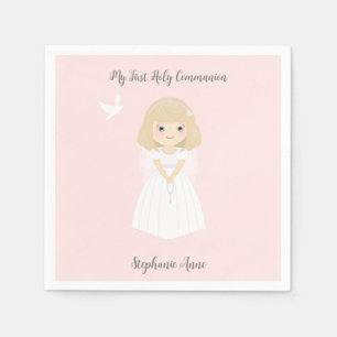 Communion Dove Blonde Girl Napkins