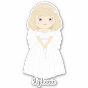 Communion Dove Blonde Girl Sticker