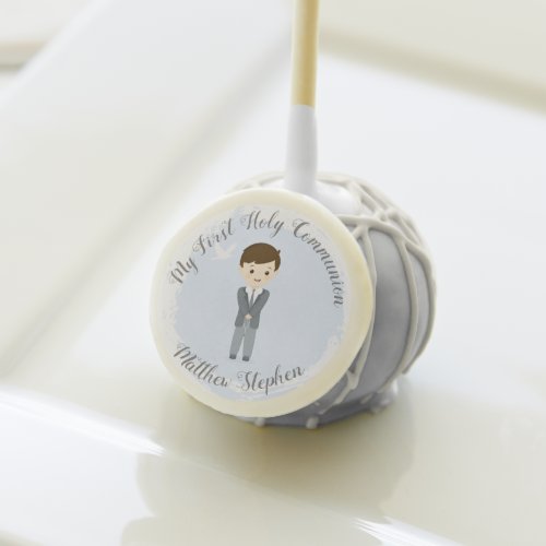 Communion Dove Brunette Boy Cake Pops