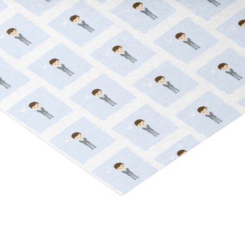 Communion Dove Brunette Boy Tissue Paper