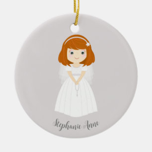 Communion Dove Redhead Girl Ceramic Ornament