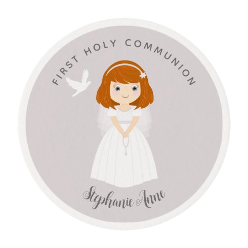 Communion Dove Redhead Girl Edible Frosting Rounds