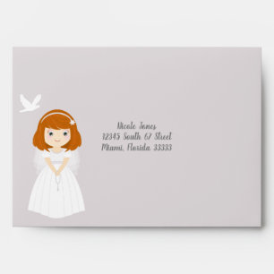 Communion Dove Redhead Girl Envelope