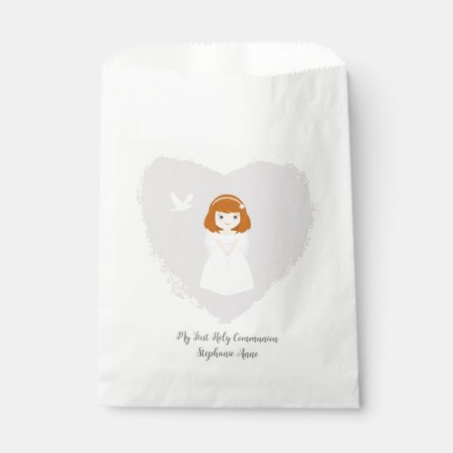 Communion Dove Redhead Girl Favor Bag