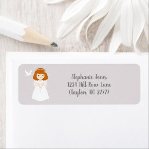 Communion Dove Redhead Girl Label