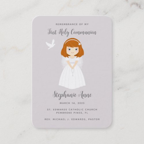 Communion Dove Redhead Girl Prayer Business Card