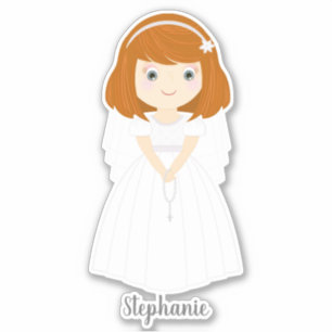 Communion Dove Redhead Girl Sticker