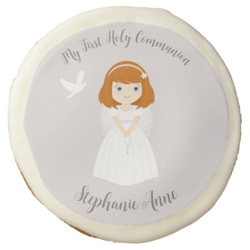 Communion Dove Redhead Girl Sugar Cookie