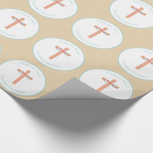 Communion Floral Swag in Gold and Aqua Wrapping Paper