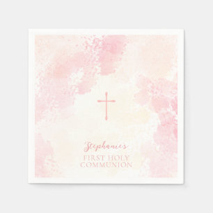 Communion Flowers Pink Watercolors Napkins