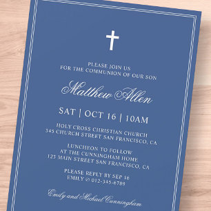 Communion For Him   Elegant Classic Cross Invitation