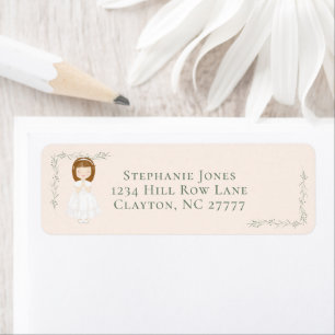 Communion Girl Praying Label