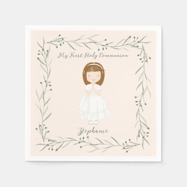 Communion Girl Praying Napkins (Front)