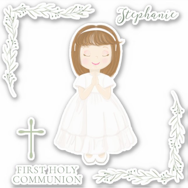 Communion Girl Praying  Sticker (Front)
