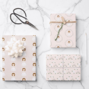 Communion Girl Praying Wrapping Paper Sheets