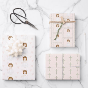 Communion Girl Praying Wrapping Paper Sheets