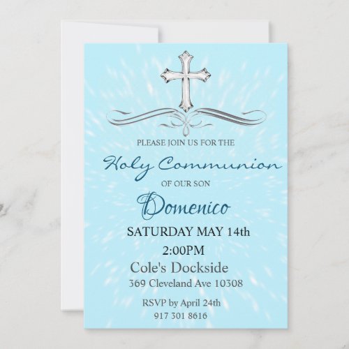 Communion Invitation Blue