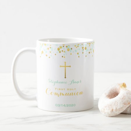 Communion Mint And Gold Confetti Coffee Mug