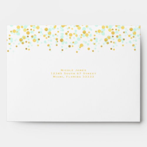 Communion Mint and Gold Confetti Envelope