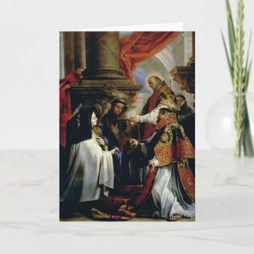 Communion of St Teresa of Avila  c1670 Card