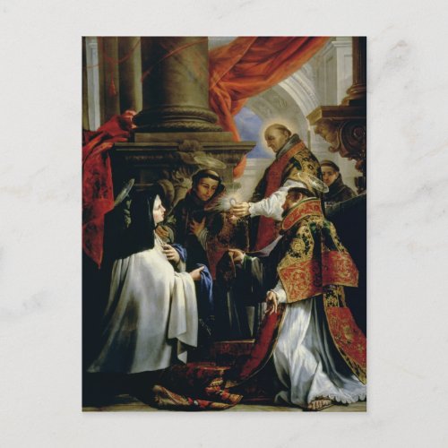 Communion of St Teresa of Avila  c1670 Postcard