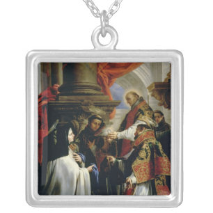 Communion of St. Teresa of Avila c.1670 Silver Plated Necklace