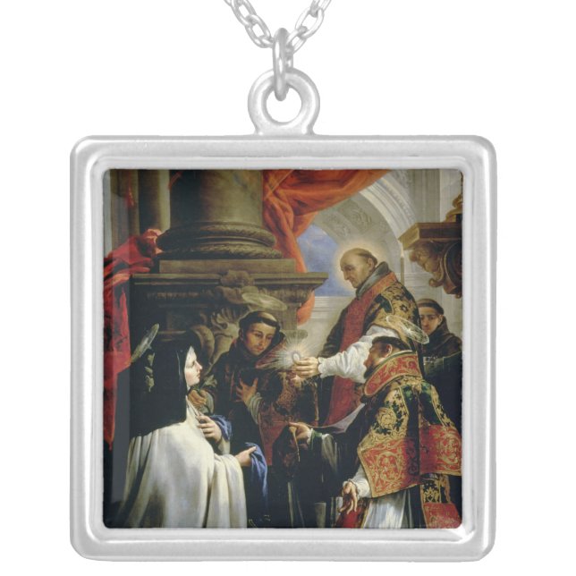 Communion of St. Teresa of Avila  c.1670 Silver Plated Necklace (Front)