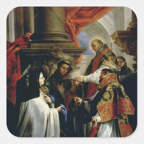 Communion of St Teresa of Avila  c1670 Square Sticker